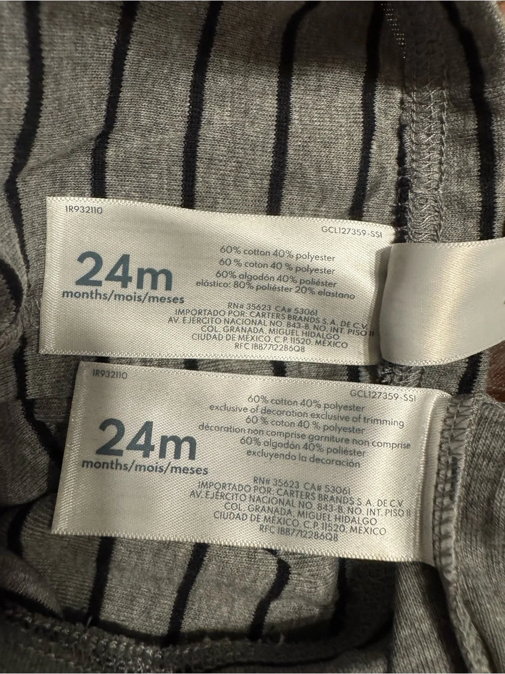 Carter’s baby boy 24 months 2-Pack Seal Print Thermal Pajamas - Gray & Cream